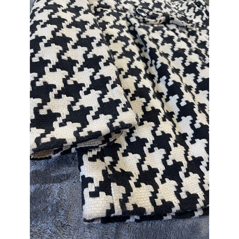 Candies Womens Size Large Black White Houndstooth Double Breasted Peacoat Y2K - Picture 8 of 8